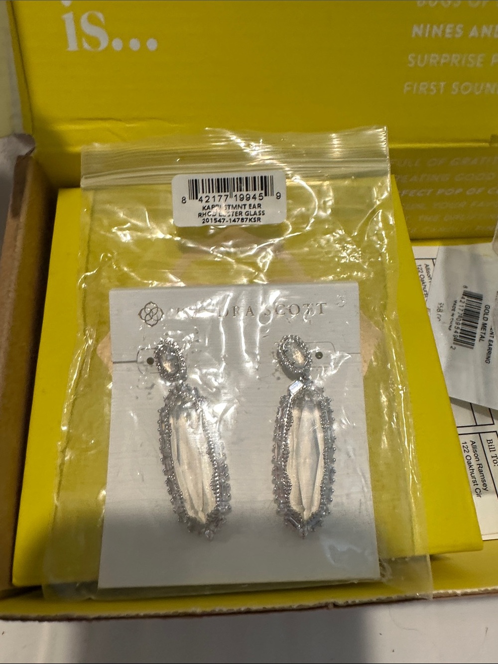 Kendra Scott Silver White Faceted Teardrop Dangle Earrings
